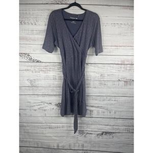 Toad & Co Dress Women's Large Blue Eco Wrap Short Sleeve Organic Cotton Pockets